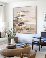 Square Brown Rock Art | Handmade Textured Canvas Painting for Large Wall Spaces