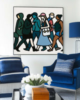 Statement Pop Art Canvas – Walking Crowd Theme for Hallway, Bedroom, or Dining Room Walls