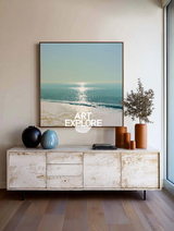 Sunlit Ocean Handmade Painting, Blue Sea Canvas Wall Decor – ArtExplore
