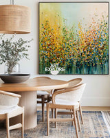 Sunshine Meadow: Hand-Drawn Colorful Dot Abstract Wall Art