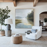 Textured Blue Green Nature Art, Handmade Square Painting – ArtExplore