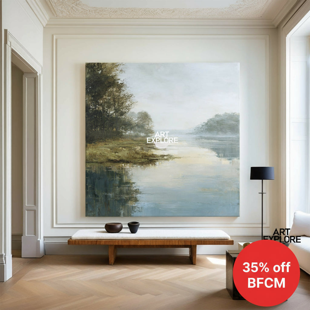 Textured Blue Scenery Artwork for Large Spaces | Framed Canvas by ArtExplore