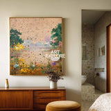 Textured Floral Garden Abstract Art for Large Spaces, Square Canvas – ArtExplore