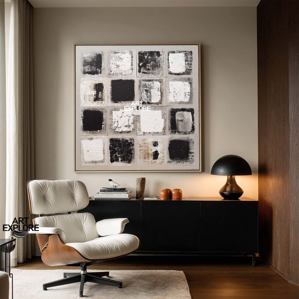 Textured Handmade Black & White Canvas Wall Art | Modern Home Decor | ArtExplore