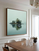 Tranquil Lake Reflection Art | Large Handmade Minimalist Landscape ArtExplore