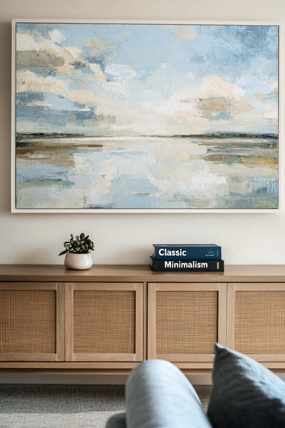 Tranquil Misty Blue Scene for Hallway or Lounge | Modern Handmade Art on Canvas | ArtExplore
