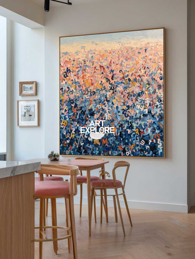 Urban Contemporary Blue Gradient Painting - Original Impasto Art