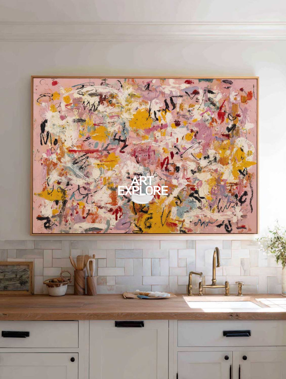 Urban Script & Petals - Extra Large Textured Landscape Painting