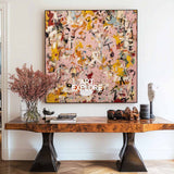 Urban Street Style Floral Abstract - Pink & Yellow Textured Painting