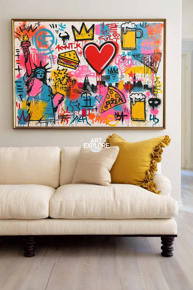 Colorful Graffiti Wall Art For Modern Living Room And Game Room