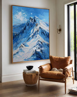 Vertical Blue Mountain Texture Art | Snow Peak Handmade Wall Painting ArtExplore