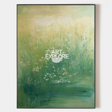 Vertical Botanical Painting – Large Green Handmade Wall Art for Calm Interiors | ArtExplore
