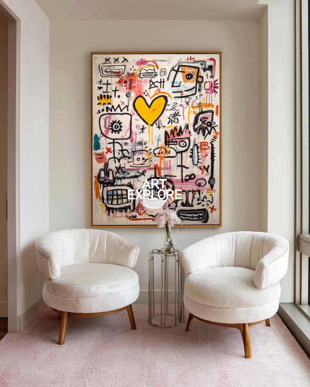 Vertical Graffiti Wall Art, Textured Modern Abstract Oil Painting ArtExplore