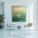 Vertical Green Oil Painting for Fireplace or Lounge – Tranquil Nature Scene | ArtExplore