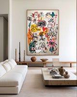 Vertical Large Space Graffiti Art, Minimalist Textured Oil Canvas ArtExplore