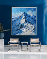 Vertical Snow Mountain Wall Art | Large Impasto Texture Landscape ArtExplore