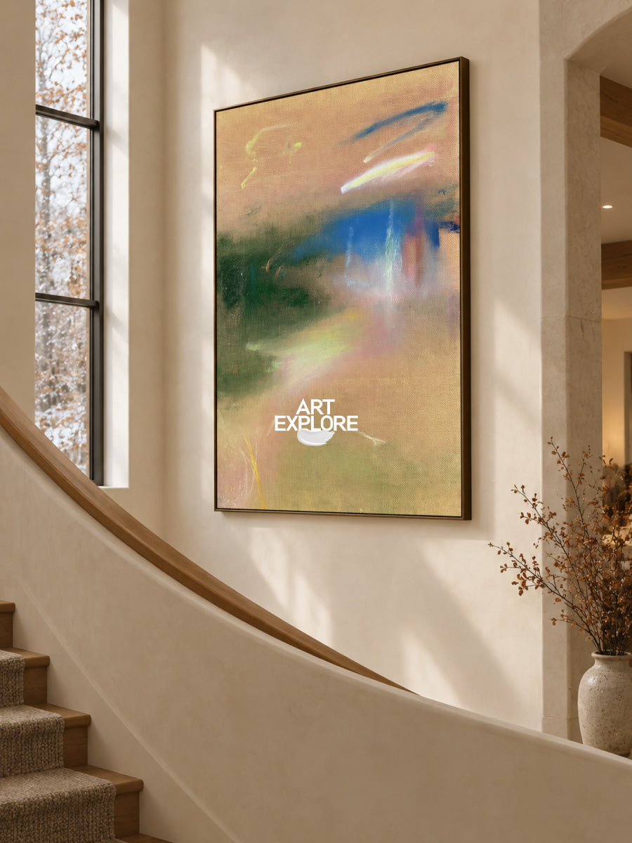 Abstract Brown And Blue Canvas Painting Hand-Painted Wall Art For Modern Home