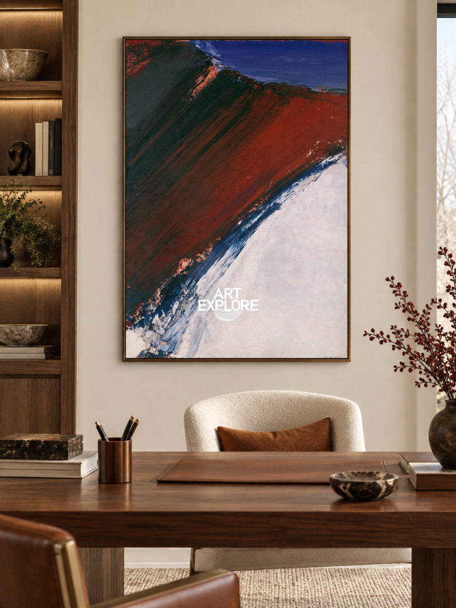 Red And Blue Abstract Landscape Canvas Painting Hand-Painted Wall Art