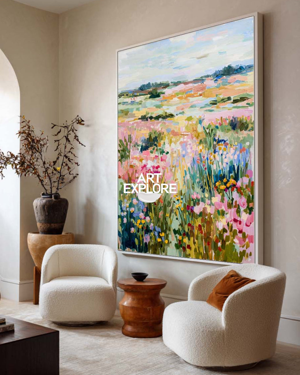 Vibrant Bloom Field - Modern Abstract Nature Wall Art for Living Room