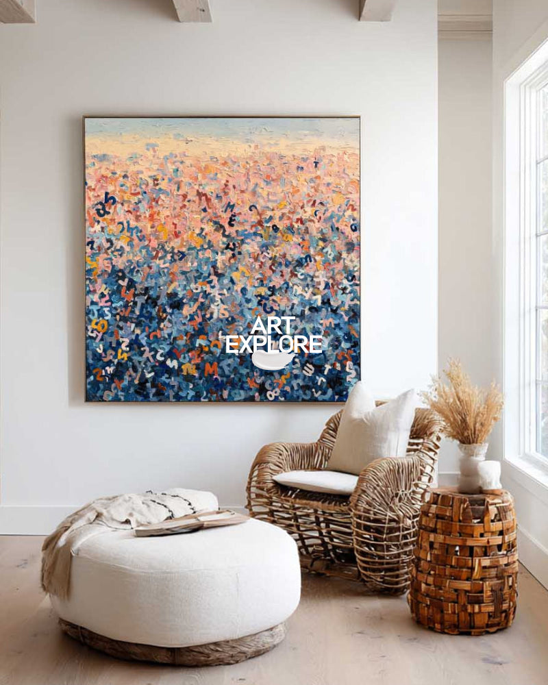 Vibrant Blue Typography Abstract - Luxury Ready to Hang Canvas