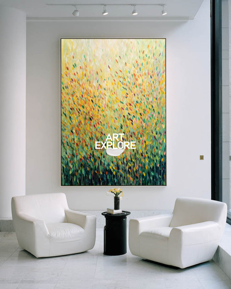 Vibrant Grasses: Large Scale Abstract Impasto Wall Artwork