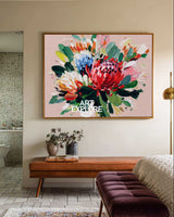 Vibrant Lotus Flower Wall Art, Handmade Textured Canvas for Office & Hotel ArtExplore