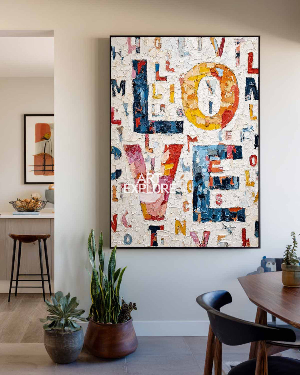 Vibrant Love & Happiness Art - Large Vertical Textured Oil Painting | ArtExplore