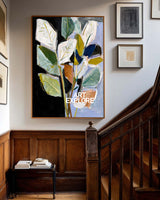 Vibrant Monstera Style Abstract - Luxury Vertical Botanical Painting