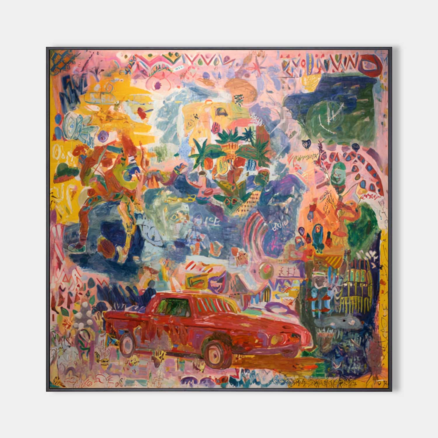 Vibrant Pink Graffiti Style Abstract Oil Painting – Modern Minimalist Decor Wall Art – ArtExplore