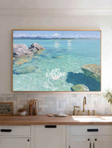 Vibrant Turquoise Lagoon Painting Large 3D Textured Coastline Art