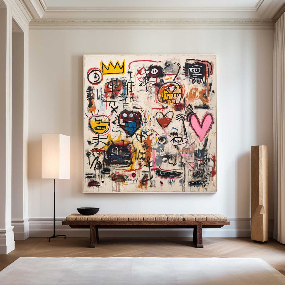 Vibrant Urban Graffiti Painting – Square Modern Abstract Art for Large Space Wall Decor | ArtExplore