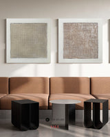 Wabi-sabi Beige Minimalist Art Set of 2 Beige Texture Art Square Minimalist Art For Livingroom