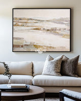 Wabi-Sabi Beige Landscape Art | Large Horizontal Textured Painting ArtExplore