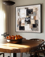 Wabi-Sabi Beige Square Painting | Handmade Textured Canvas for Large Wall Decor ArtExplore