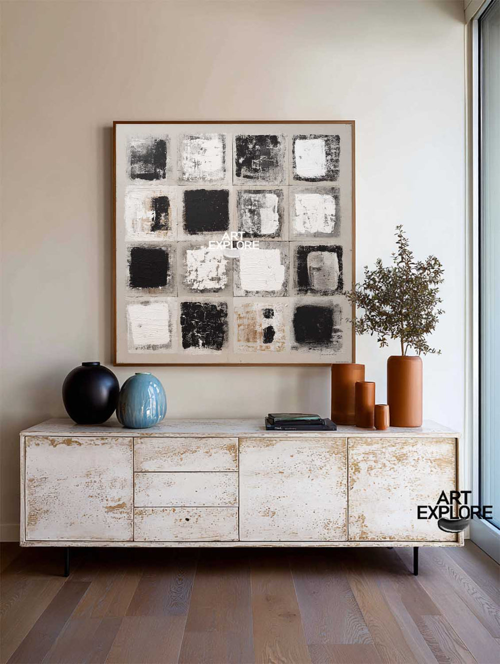 Wabi-Sabi Black and White Abstract Texture Painting | Large Wall Art | ArtExplore