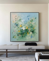 Wabi-Sabi Green Abstract Painting for Living Room | ArtExplore