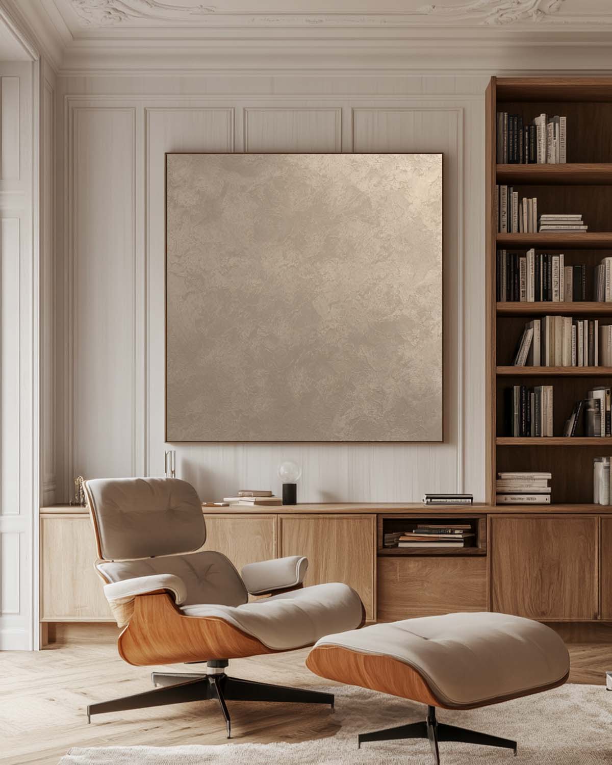 Wabi-Sabi Style Beige Oil Painting for Bedroom or Office Wall Art | ArtExplore