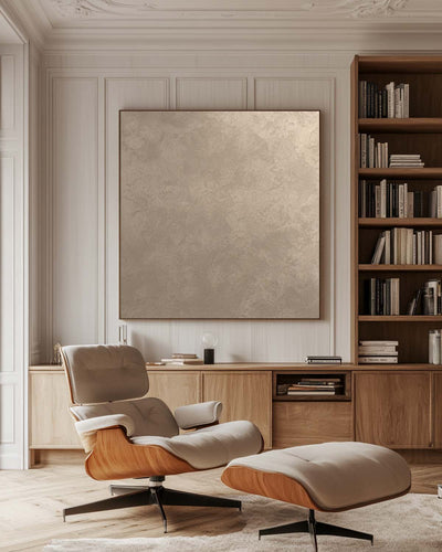 Wabi-Sabi Style Beige Oil Painting for Bedroom or Office Wall Art | ArtExplore