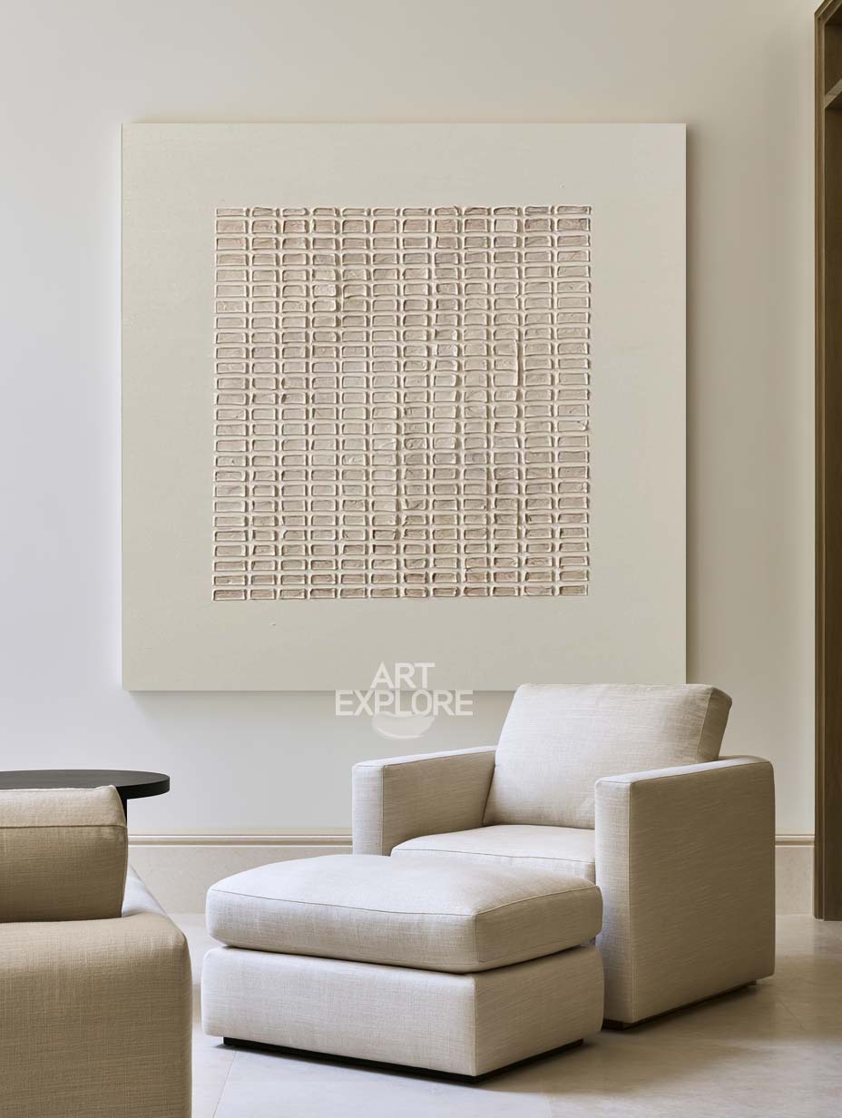 Wabi-sabi Beige Handmade Wall Art Large Beige Minimalist Painting Rich Textured Canvas Art | Artexplore