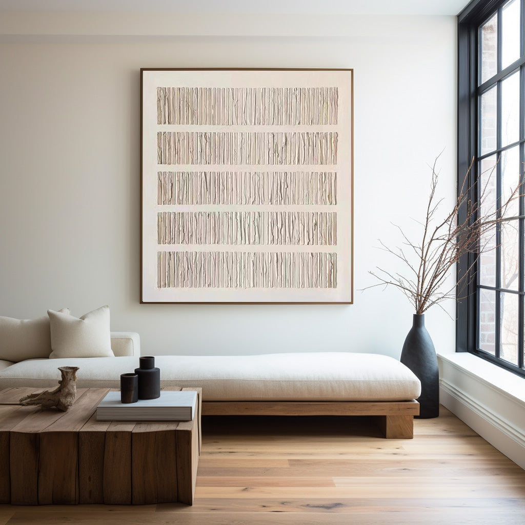 Wabi-sabi Beige Minimalist Art Beige Rich Textured Canvas Art Minimalist Wall Art For Sale