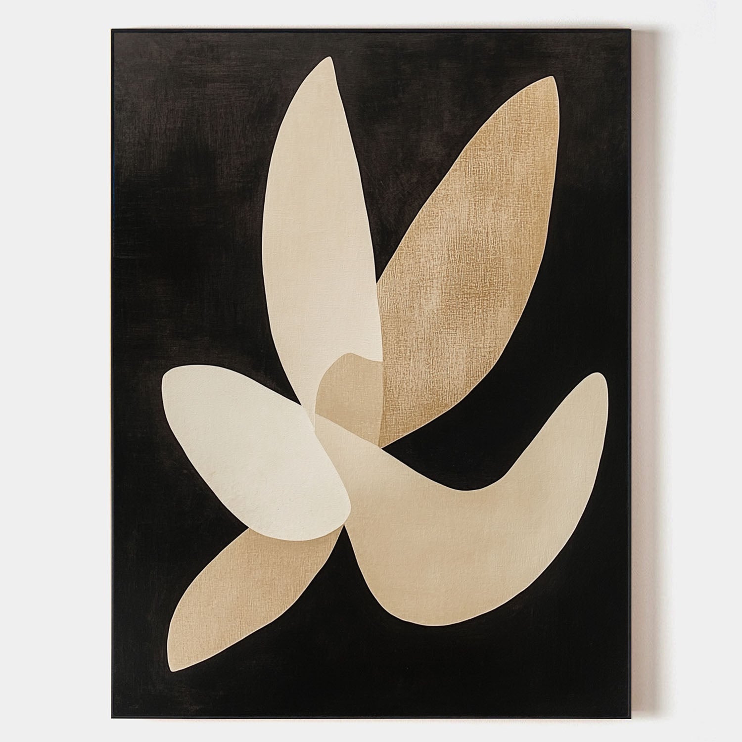 Wabi-sabi Black And Beige Painting Black Matisse Wall Art Black Beige Minimalist Livingroom Wall Art