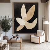 Wabi-sabi Black And Beige Painting Black Matisse Wall Art Black Beige Minimalist Livingroom Wall Art
