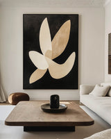 Wabi-sabi Black And Beige Painting Black Matisse Wall Art Black Beige Minimalist Livingroom Wall Art
