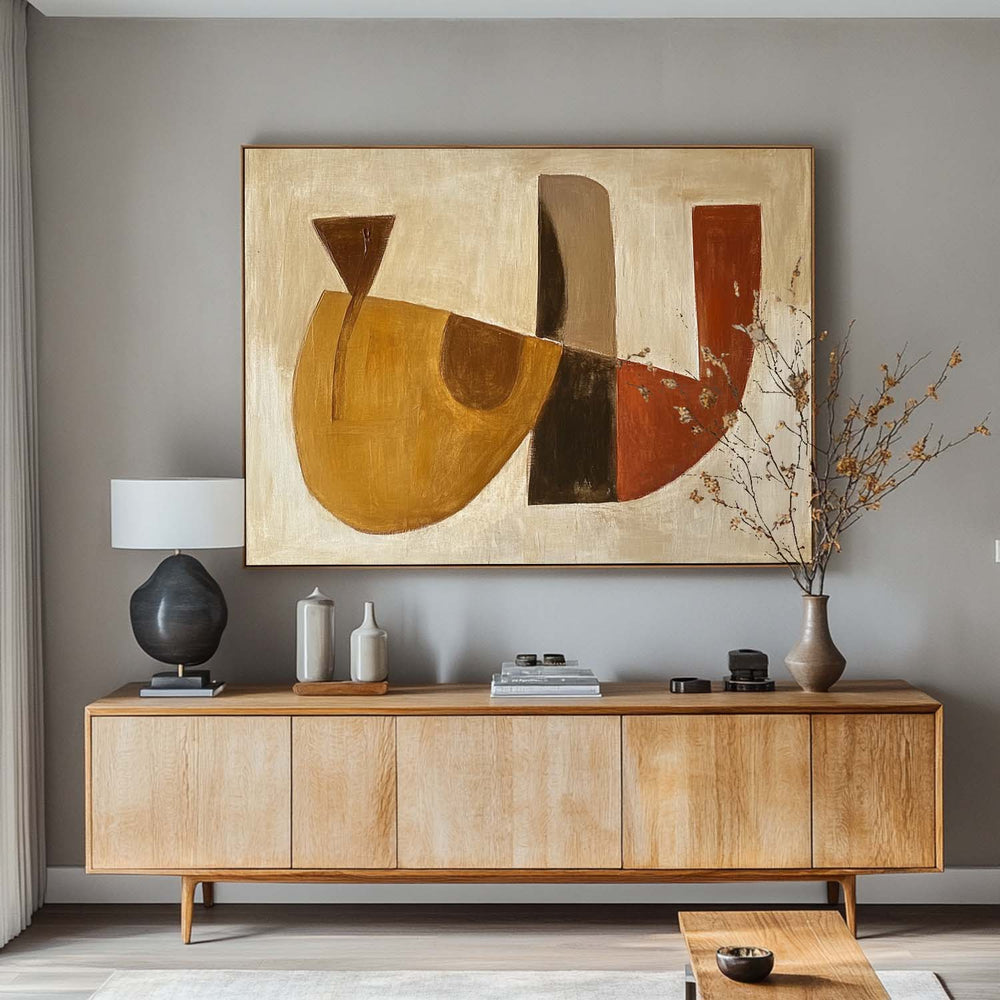 Wabi-sabi Brown Abstract Painting Minimalist Textured Art Large Horizontal Canvas Paintings For Sale