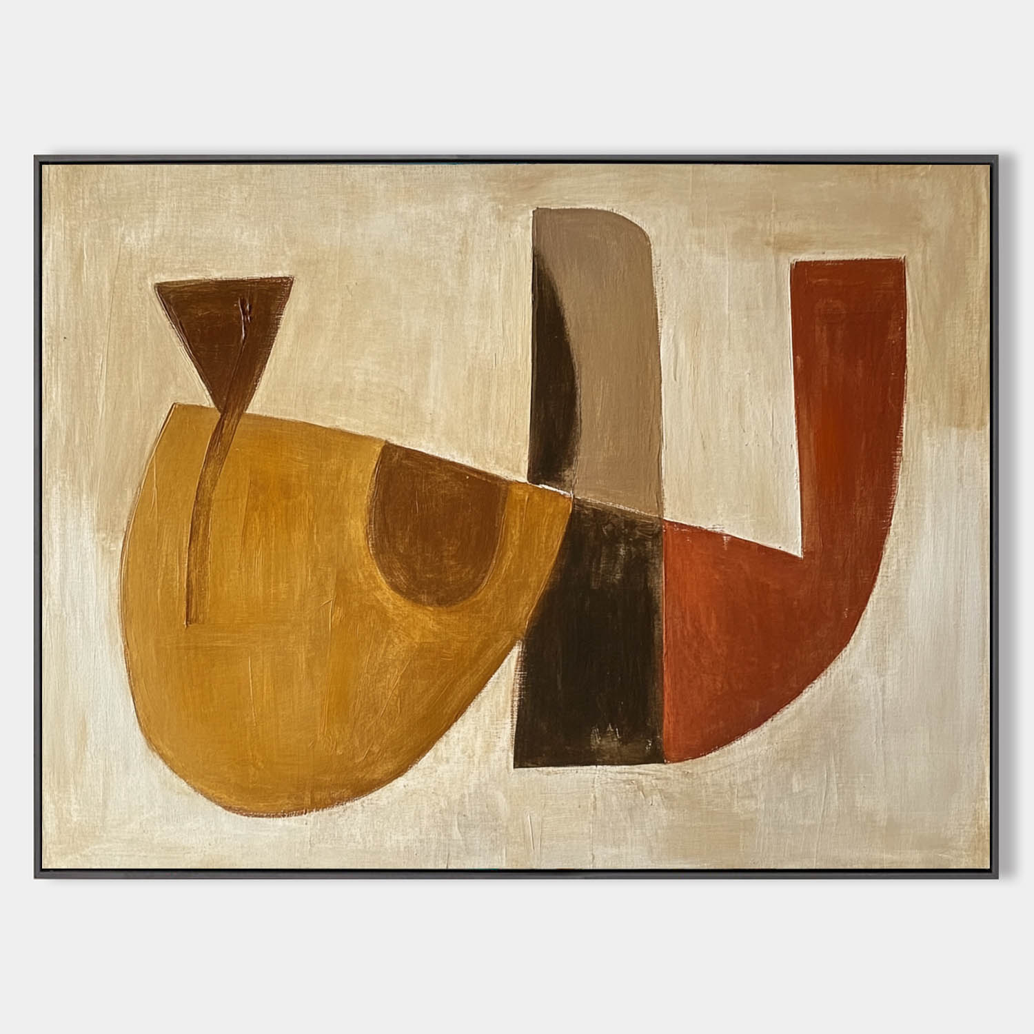 Wabi-sabi Brown Abstract Painting Minimalist Textured Art Large Horizontal Canvas Paintings For Sale