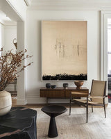 Wabi Sabi Black beige Painting Thick Texture Art Painting Black Beige Canvas Wall Art For Livingroom