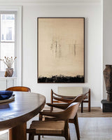Wabi Sabi Black beige Painting Thick Texture Art Painting Black Beige Canvas Wall Art For Livingroom