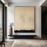 Wabi Sabi Black beige Painting Thick Texture Art Painting Black Beige Canvas Wall Art For Livingroom