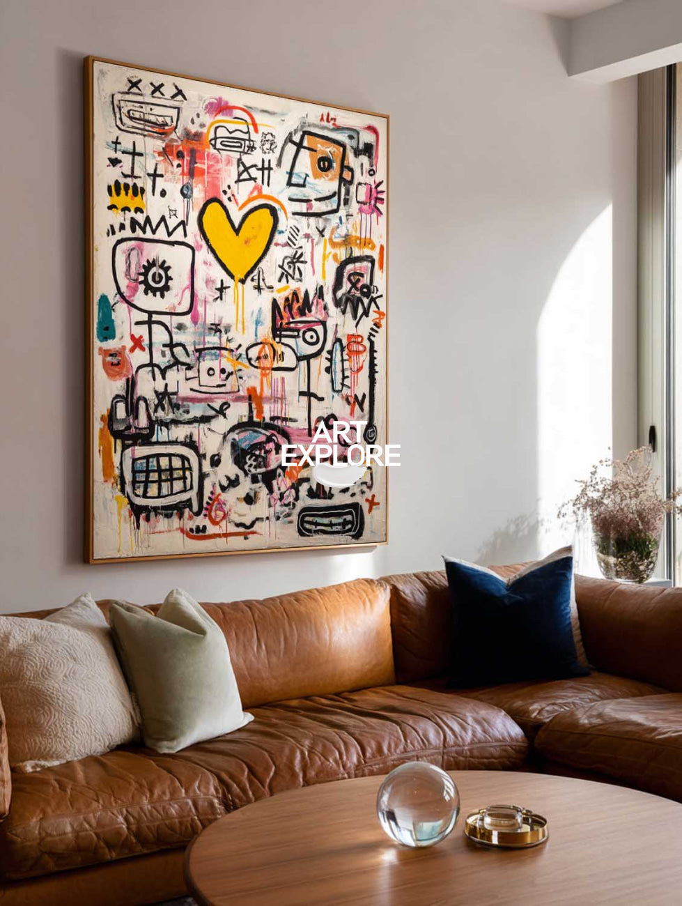 Warm Loving Graffiti Canvas, Large Scale Minimalist Textured Artwork ArtExplore
