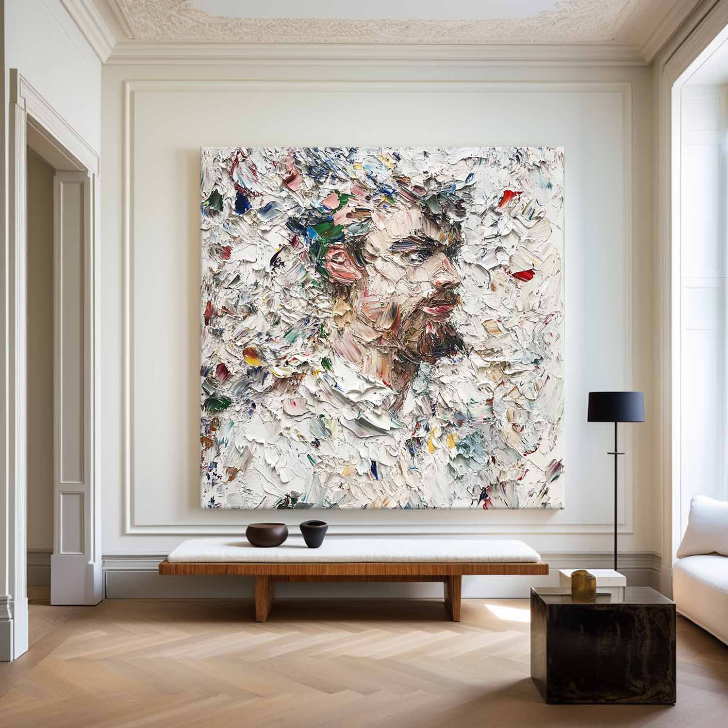 Modern Man Portrait Canvas Painting Rich Textured Art Painting Large Cavas Wall Art For Living Room